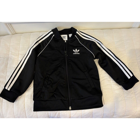 Adidas 3 Stripe Track Jacket Black Size 18 Months - Picture 1 of 5
